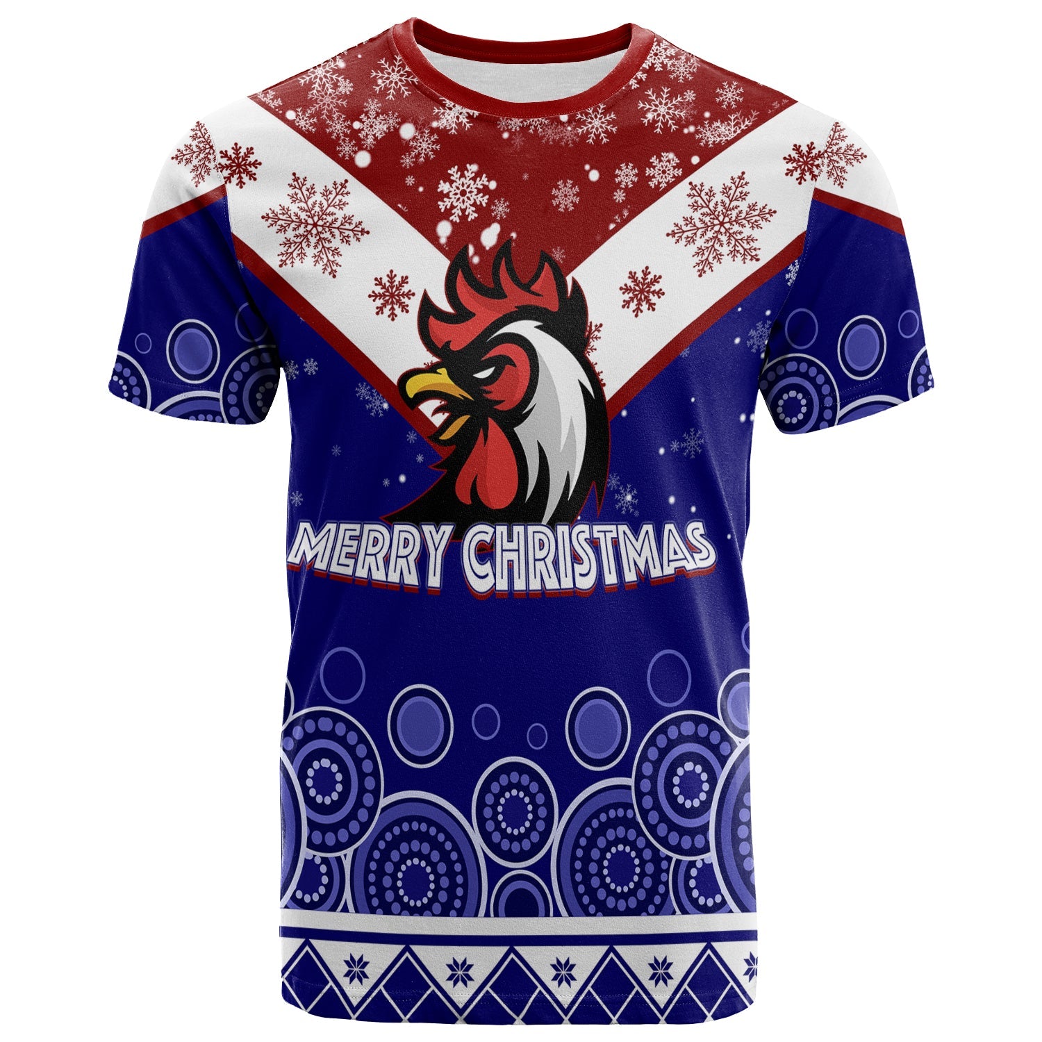 Aboriginal Art Chooks Tricolor Merry Christmas T shirt - Vibe Hoodie Shop