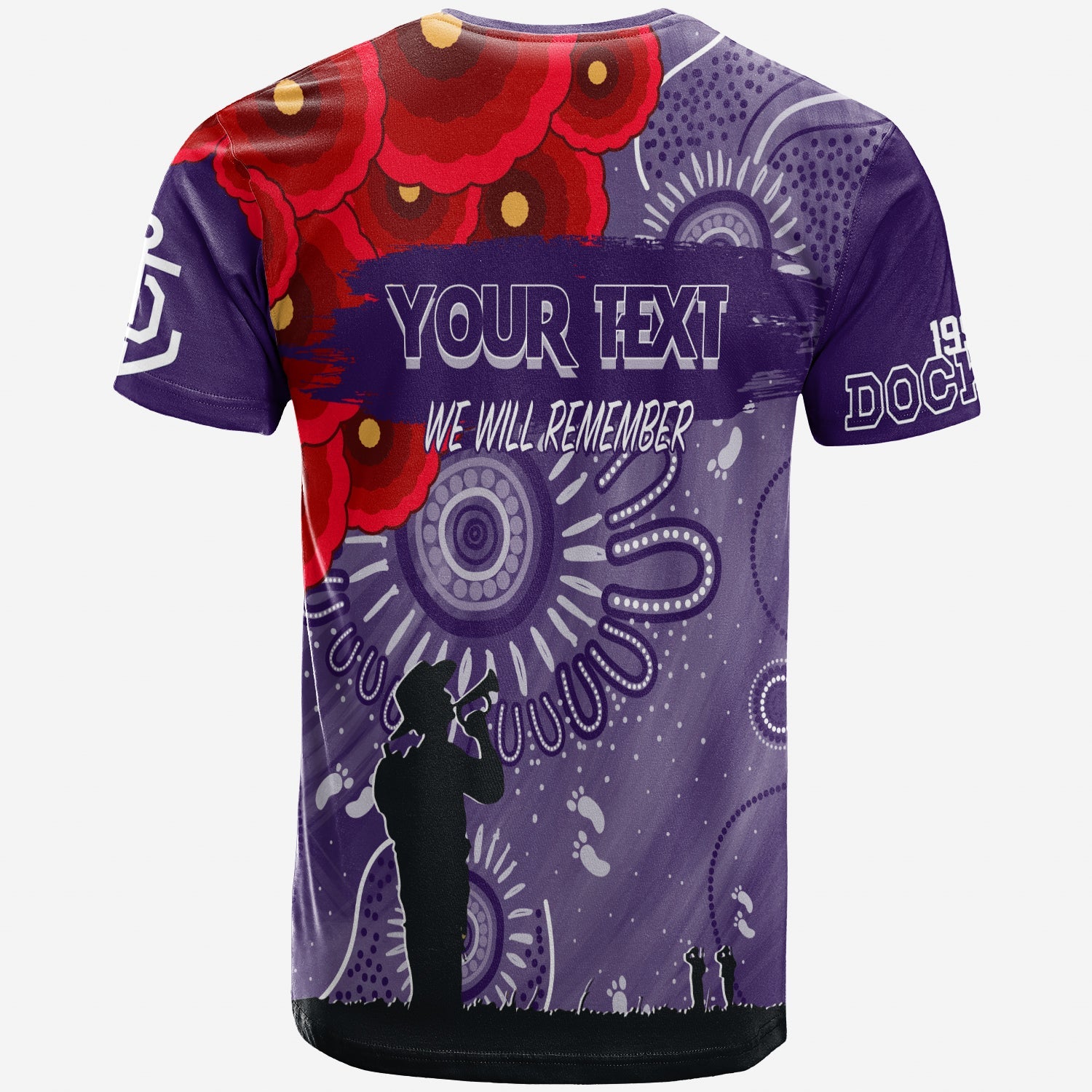 (Custom Personalised) Freo Dockers Indigenous ANZAC Day T shirt We Will Remember - Vibe Hoodie Shop