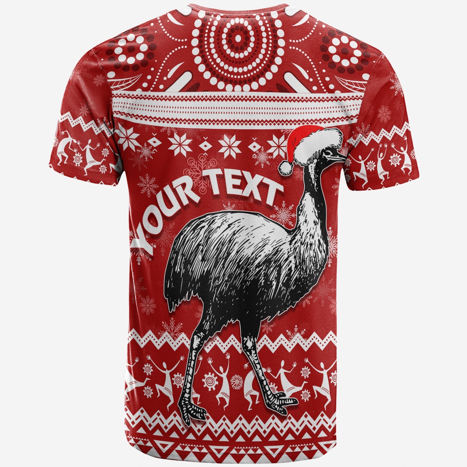 Australia Christmas T Shirt Aboriginal Art - Santa Emu Bird - Vibe Hoodie Shop