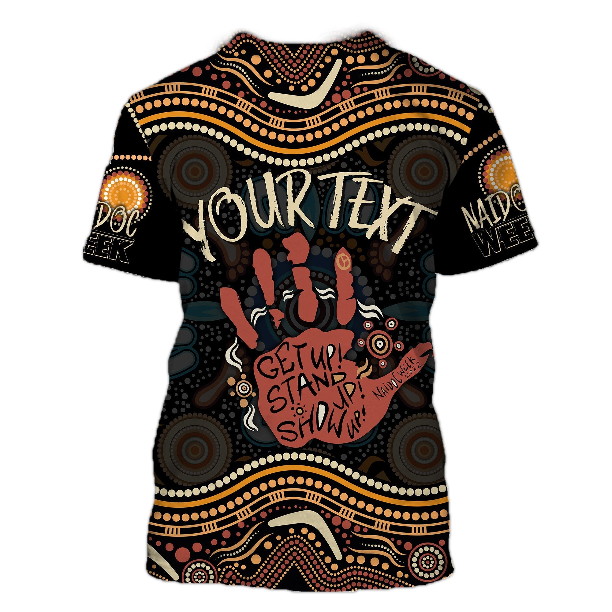 Personalised NAIDOC Week 2022 T shirt Aboriginal Art Hand Stencils - Vibe Hoodie Shop