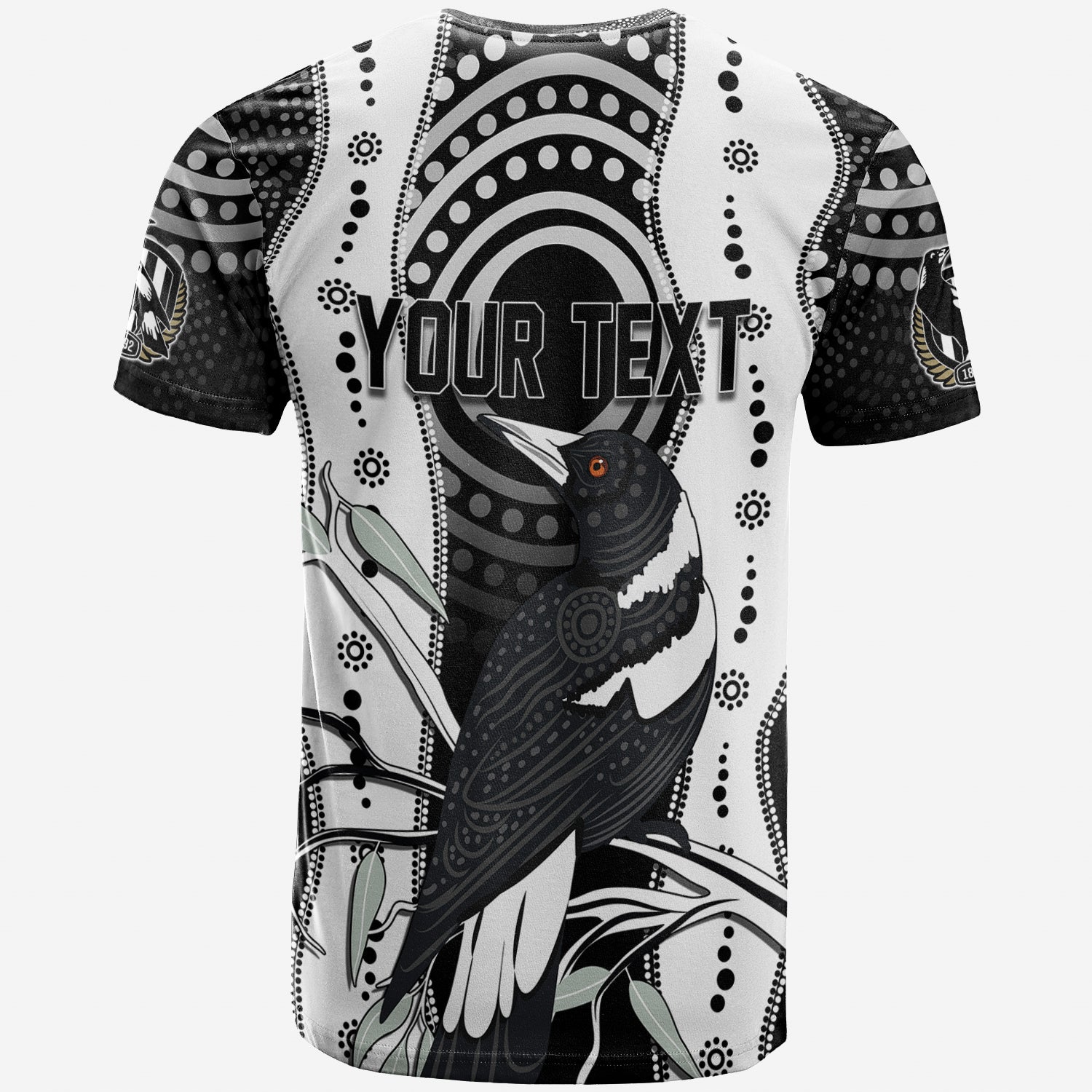 Personalised Collingwood Magpies Aboriginal T Shirt Artsy Vibes - Vibe Hoodie Shop