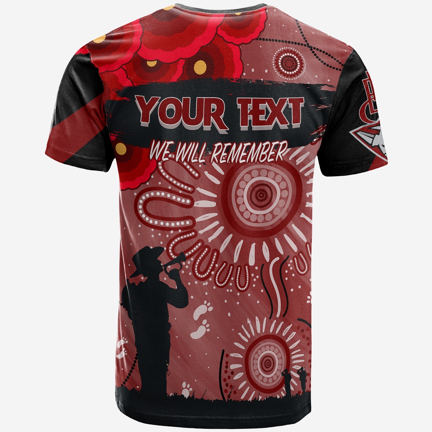 (Custom Personalised) Essendon Bombers Indigenous ANZAC Day T shirt We Will Remember - Vibe Hoodie Shop