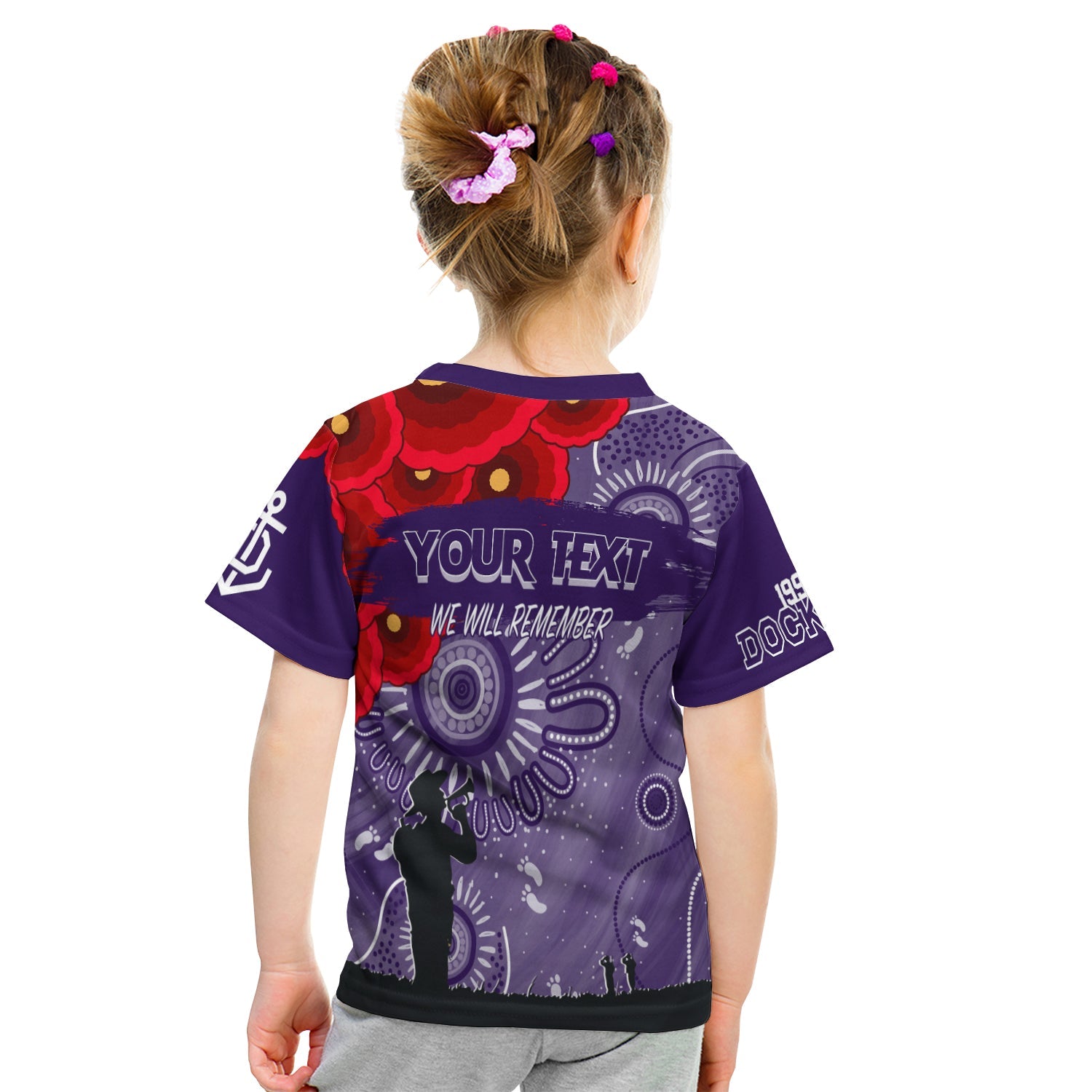 (Custom Personalised) Freo Dockers Indigenous ANZAC Day KID T shirt We Will Remember - Vibe Hoodie Shop