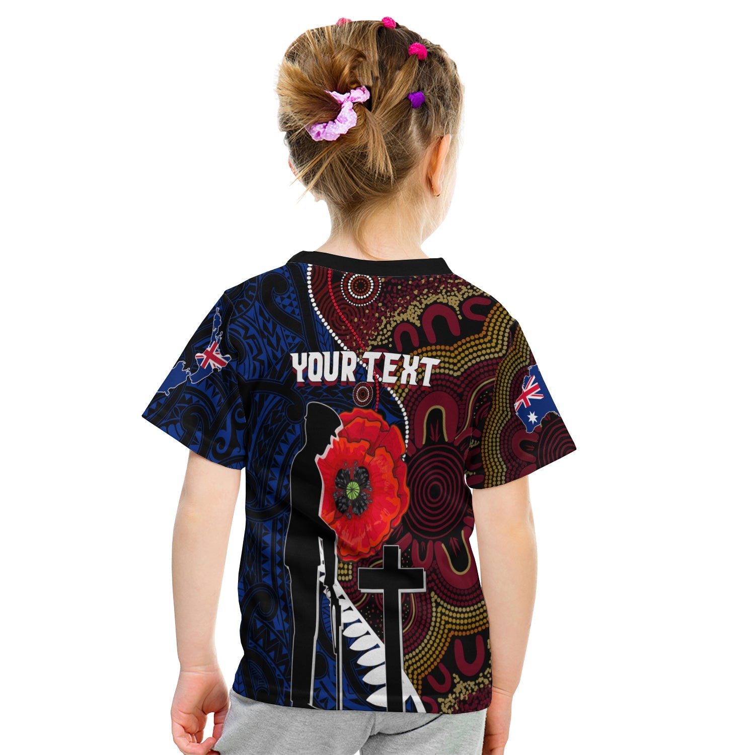 (Custom Personalised) Aboriginal Mix Maori ANZAC Day KID T shirt Lest We Forget - Vibe Hoodie Shop