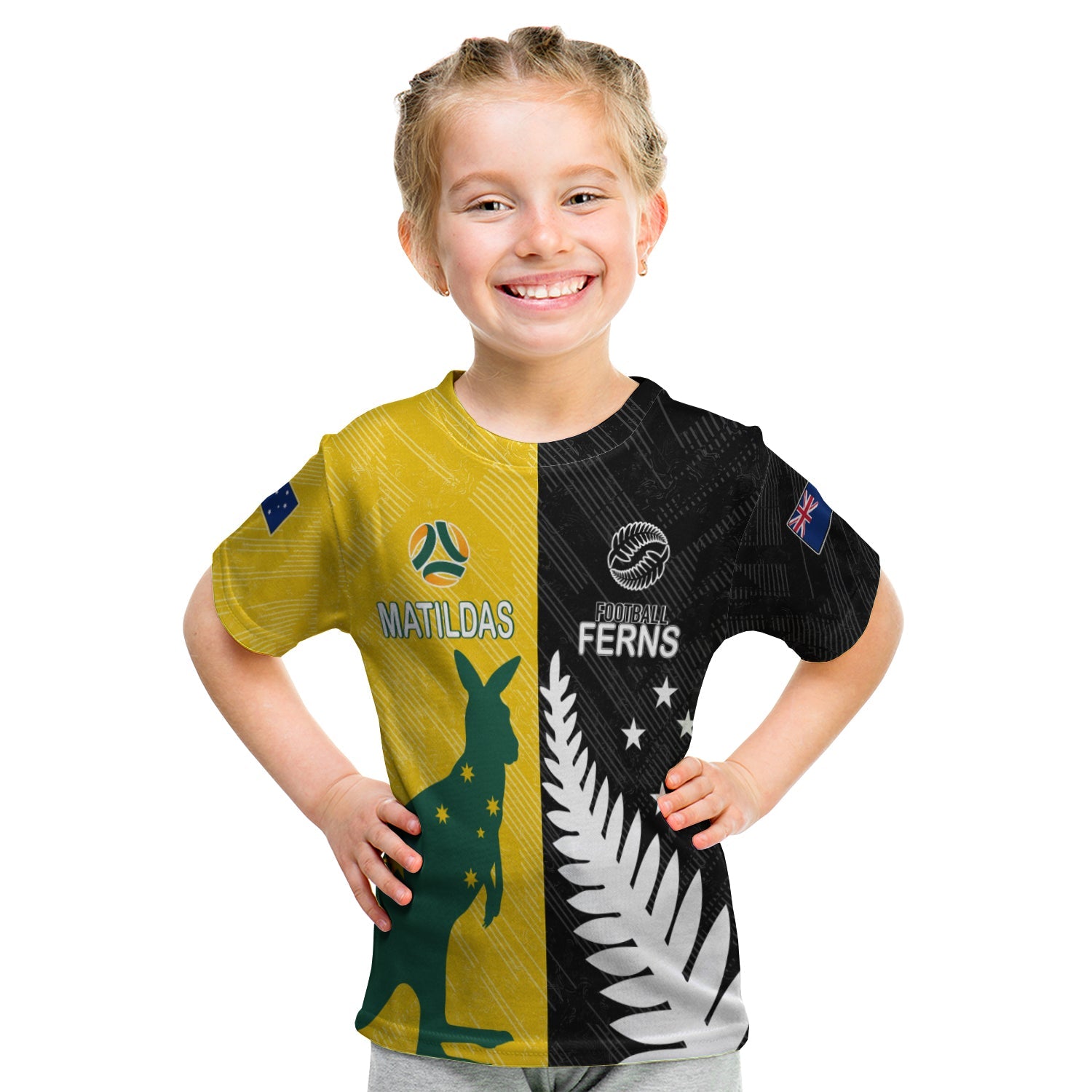 Australia Matildas Mix New Zealand Ferns World Cup T Shirt KID - Vibe Hoodie Shop