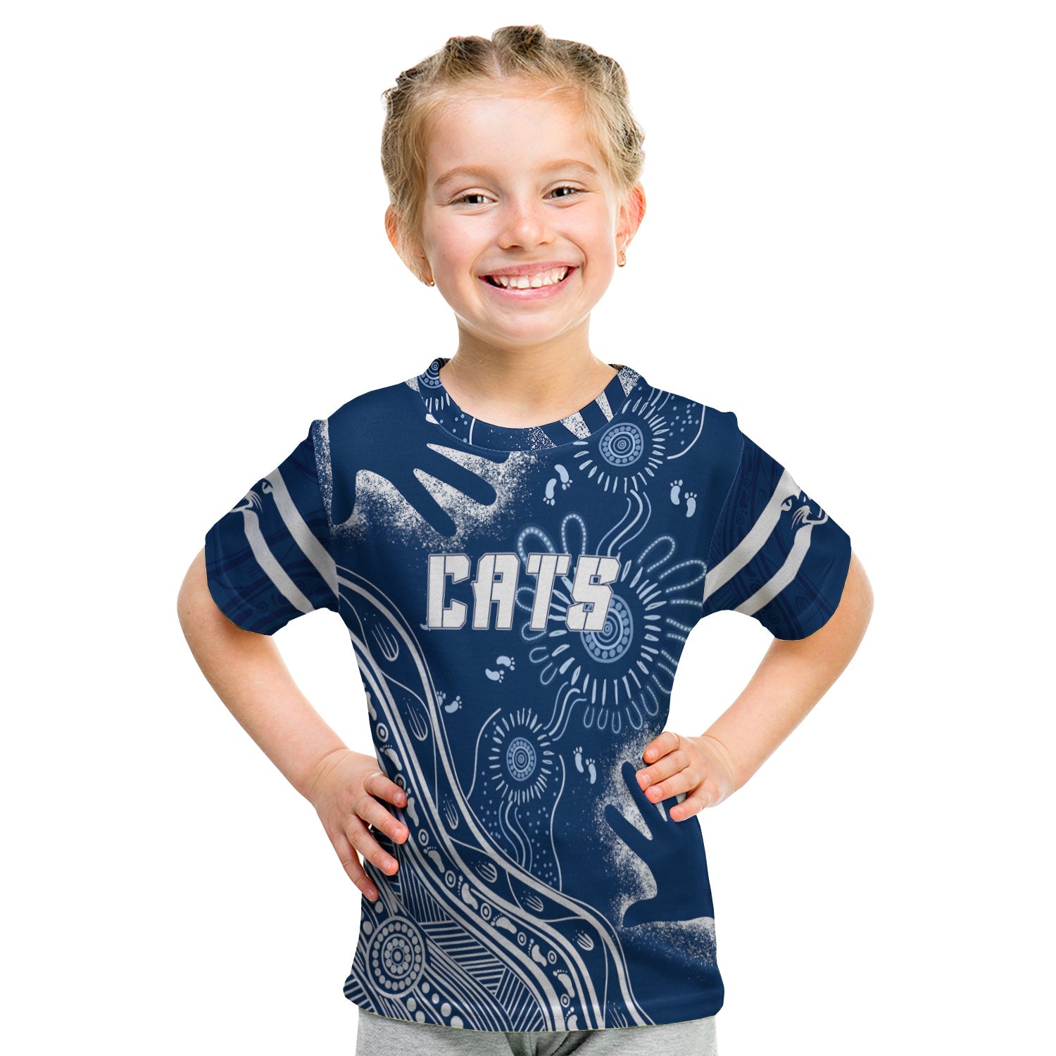 Personalised Geelong Football Aboriginal T Shirt KID GO Cats! - Vibe Hoodie Shop