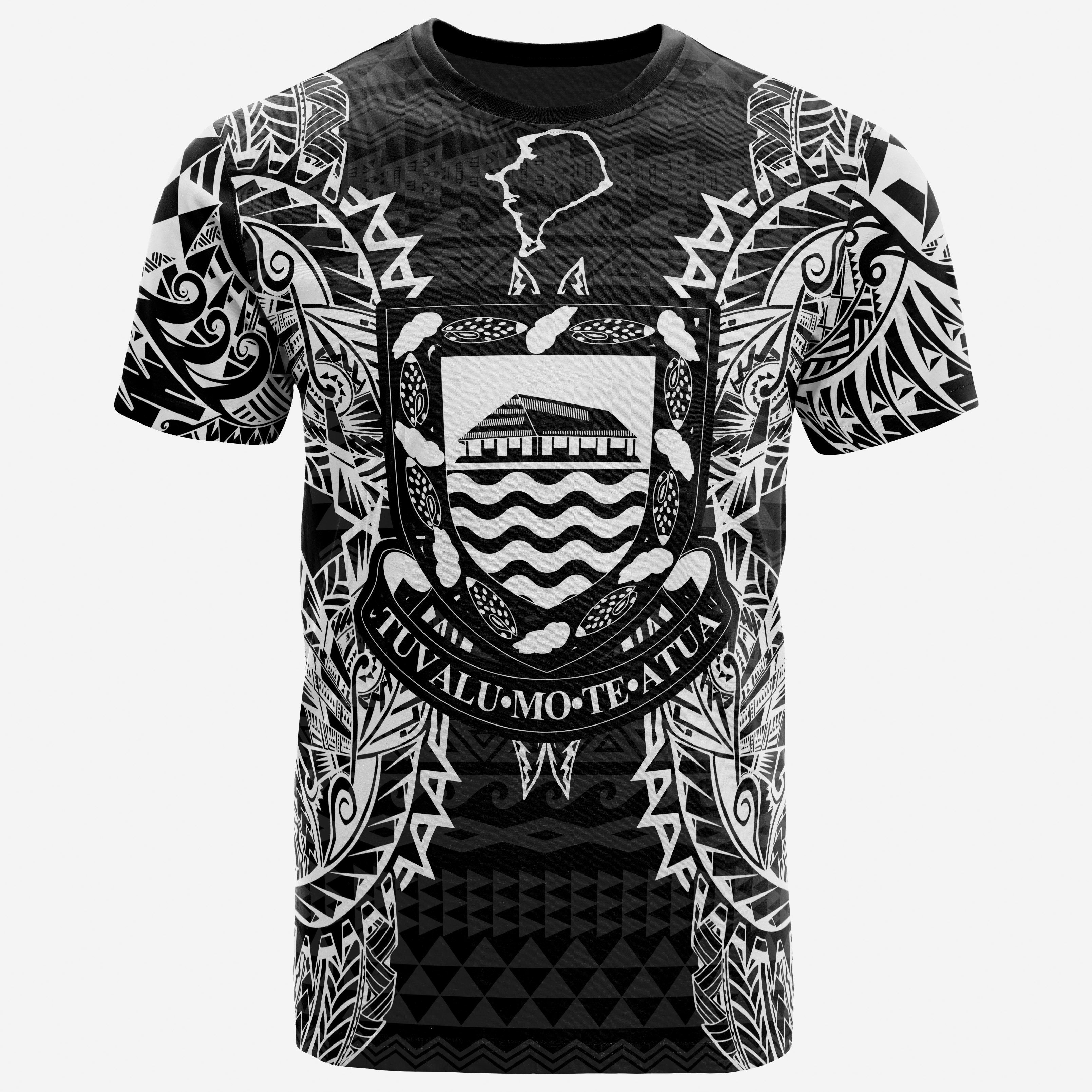 Vibe Hoodie Tuvalu All T shirt - Tuvalu Coat Of Arms Map Polynesian Tattoo White Black - Vibe Hoodie Shop