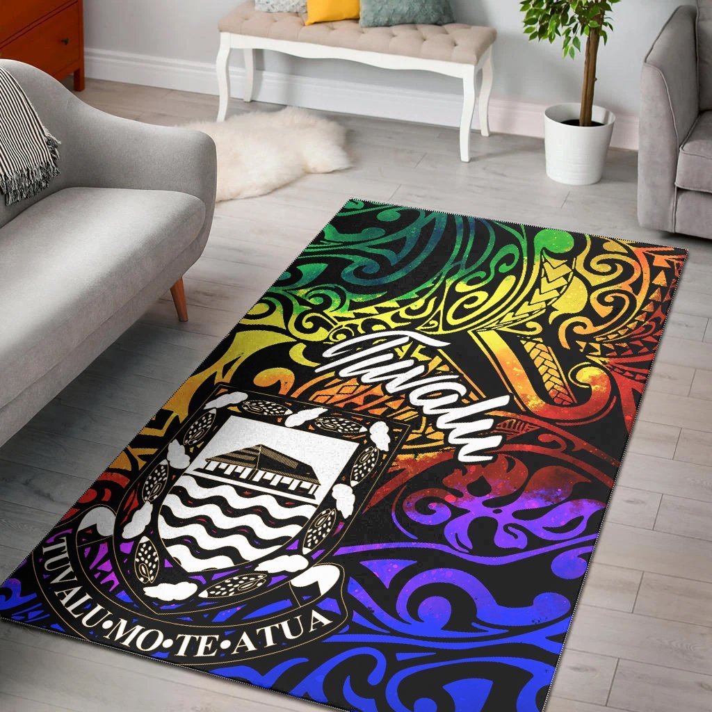 Tuvalu Area Rug - Rainbow Polynesian Pattern - Vibe Hoodie Shop