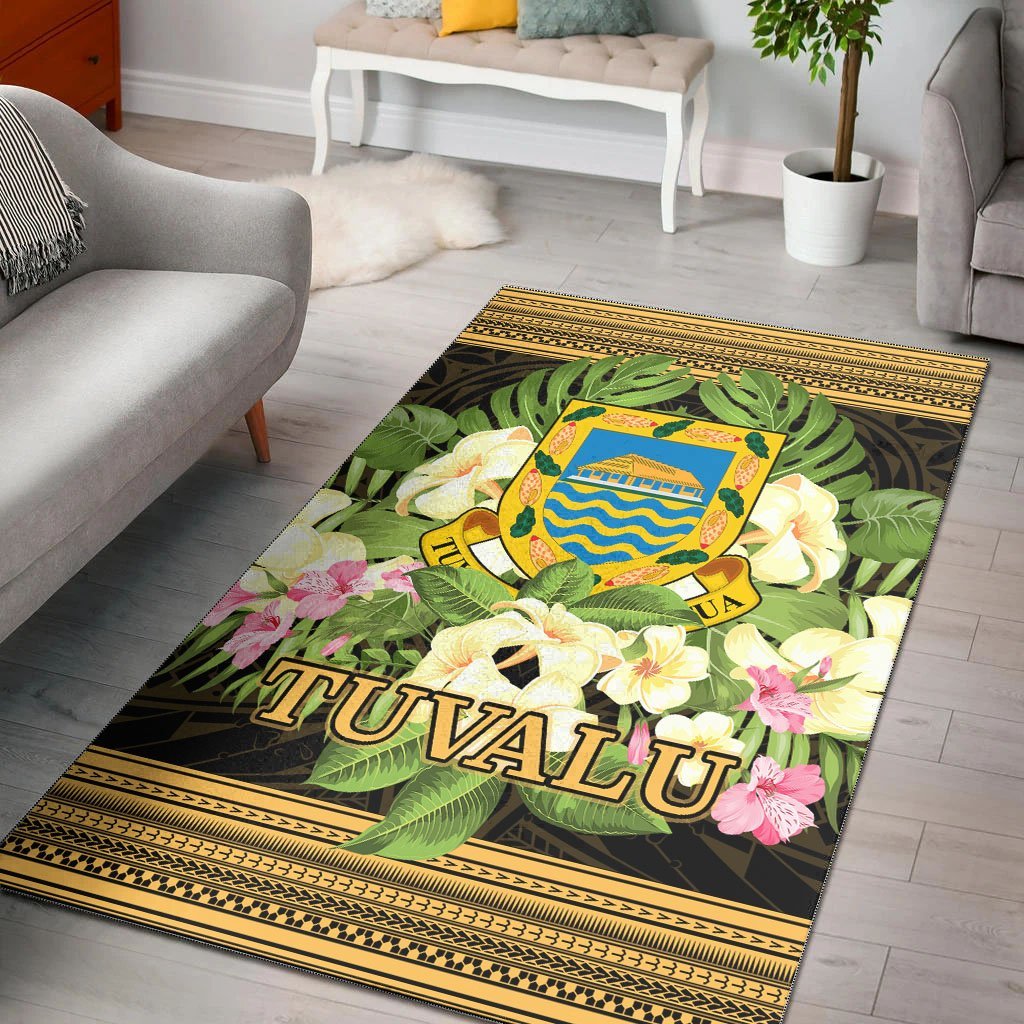 Tuvalu Area Rug - Polynesian Gold Patterns Collection - Vibe Hoodie Shop