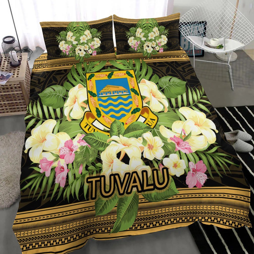 Tuvalu Bedding Set - Polynesian Gold Patterns Collection - Vibe Hoodie Shop