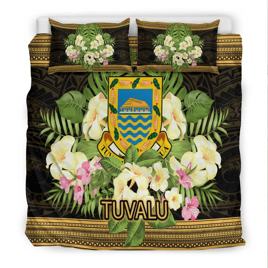 Tuvalu Bedding Set - Polynesian Gold Patterns Collection - Vibe Hoodie Shop