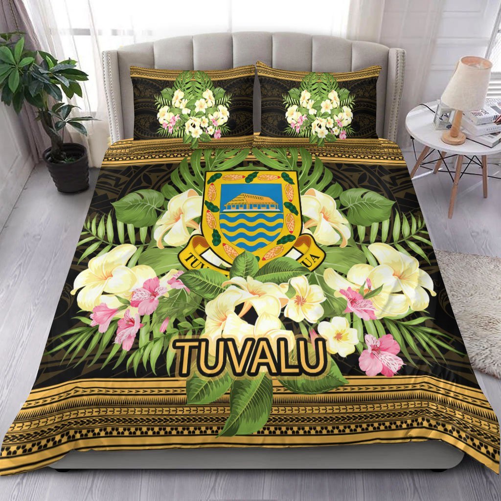 Tuvalu Bedding Set - Polynesian Gold Patterns Collection - Vibe Hoodie Shop