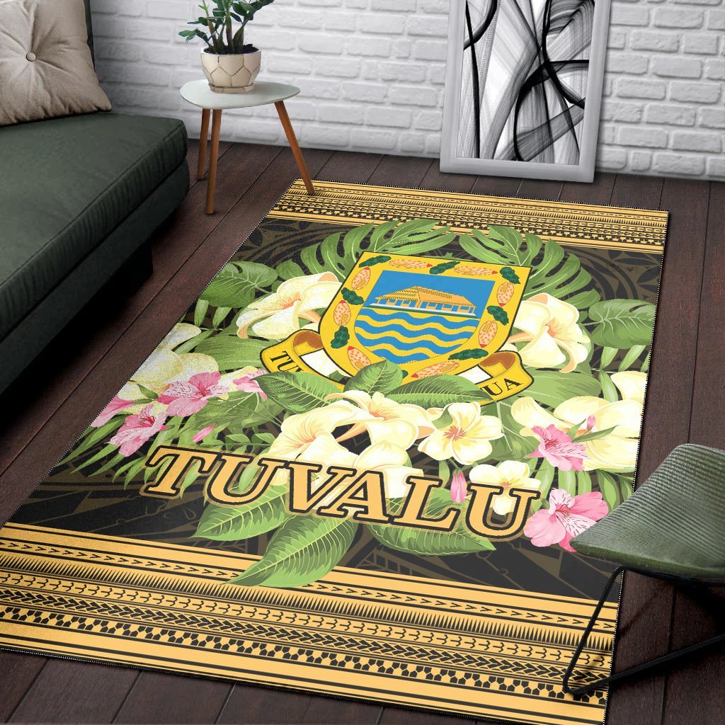 Tuvalu Area Rug - Polynesian Gold Patterns Collection - Vibe Hoodie Shop