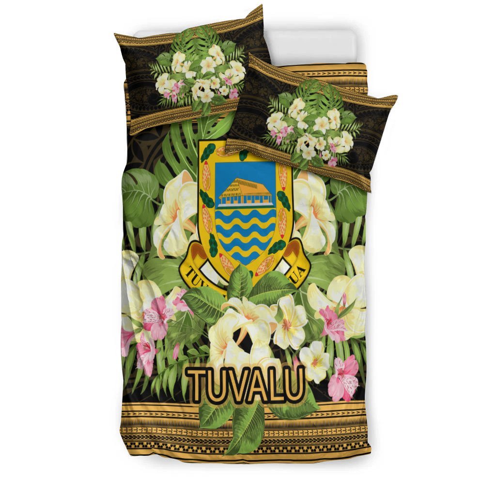 Tuvalu Bedding Set - Polynesian Gold Patterns Collection - Vibe Hoodie Shop