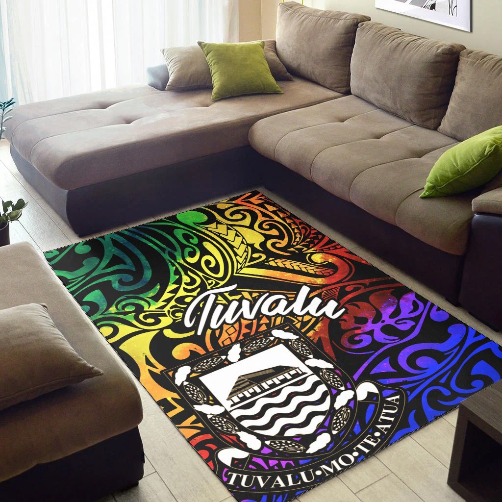 Tuvalu Area Rug - Rainbow Polynesian Pattern - Vibe Hoodie Shop