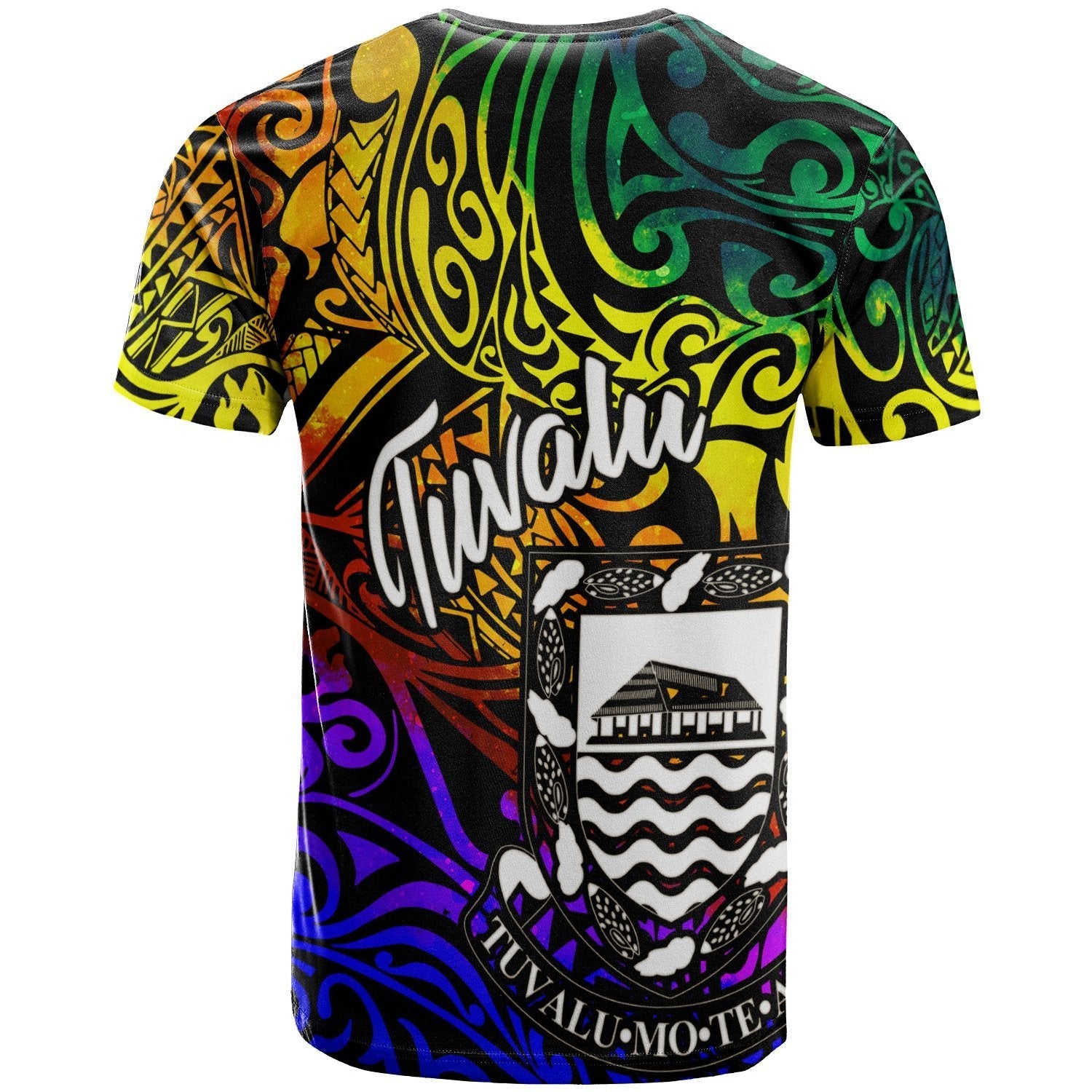 Tuvalu Custom Personalised T shirt - Rainbow Polynesian Pattern - Vibe Hoodie Shop