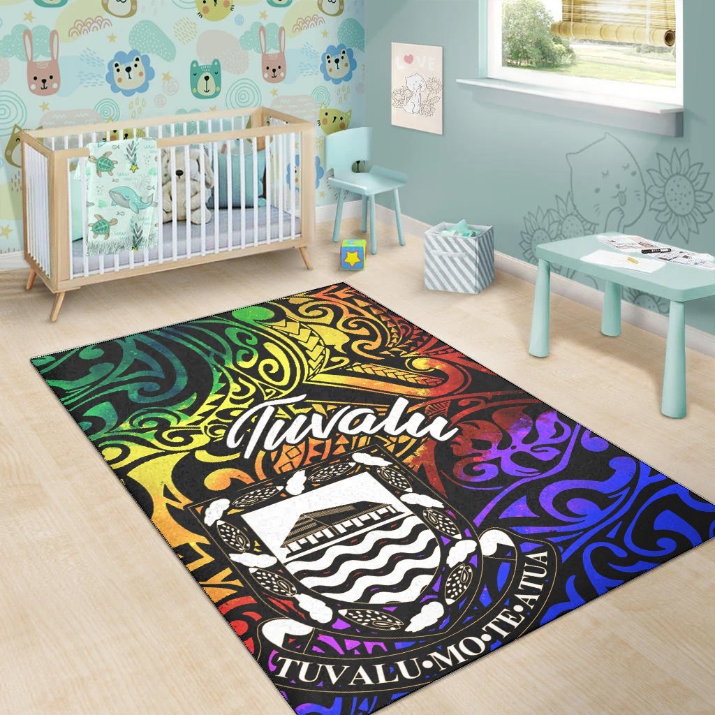 Tuvalu Area Rug - Rainbow Polynesian Pattern - Vibe Hoodie Shop