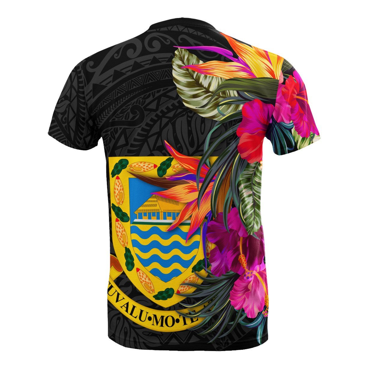 Vibe Hoodie Tuvalu T shirt - Hibiscus Polynesian Pattern - Vibe Hoodie Shop