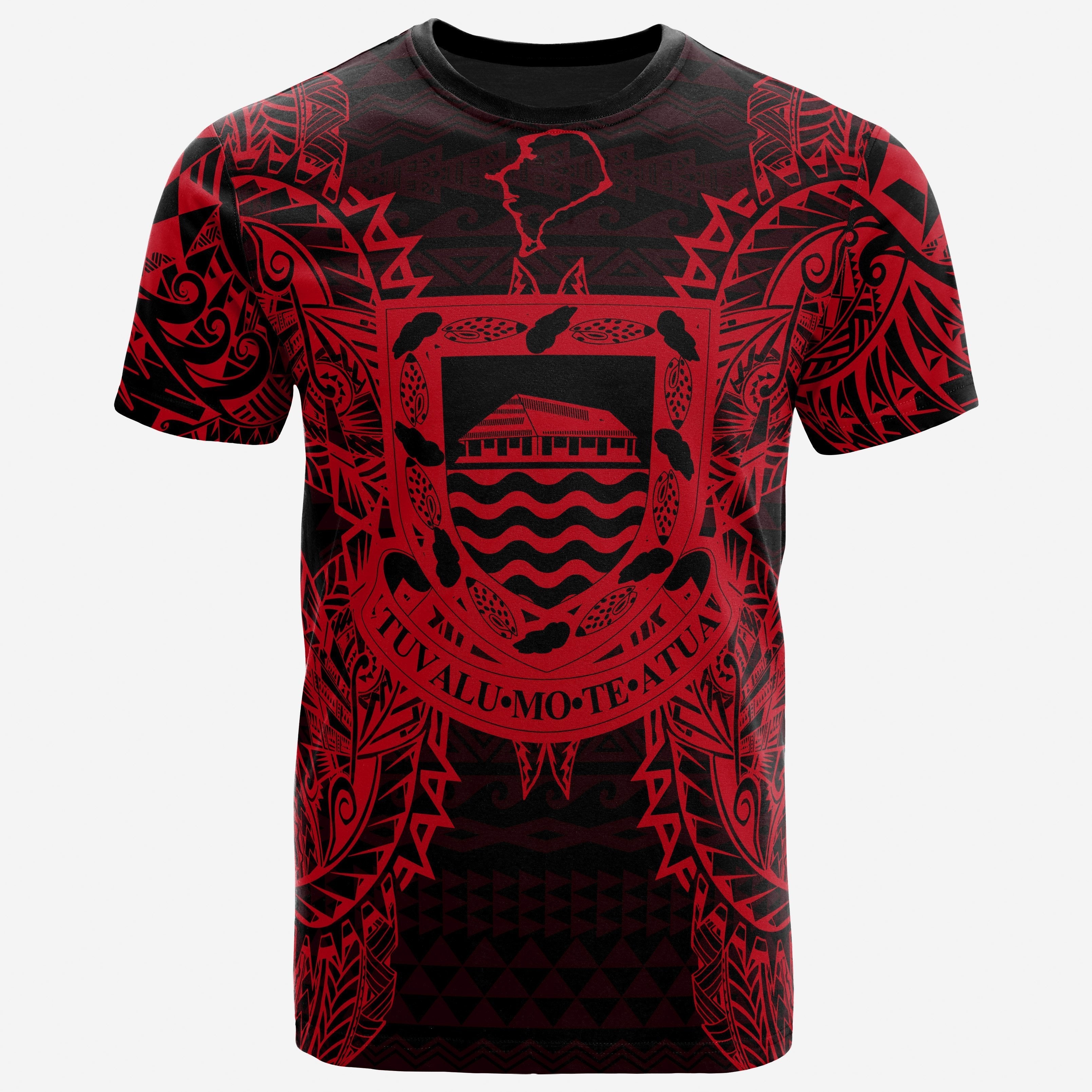 Vibe Hoodie Tuvalu All T shirt - Tuvalu Coat Of Arms Map Polynesian Tattoo Red - Vibe Hoodie Shop