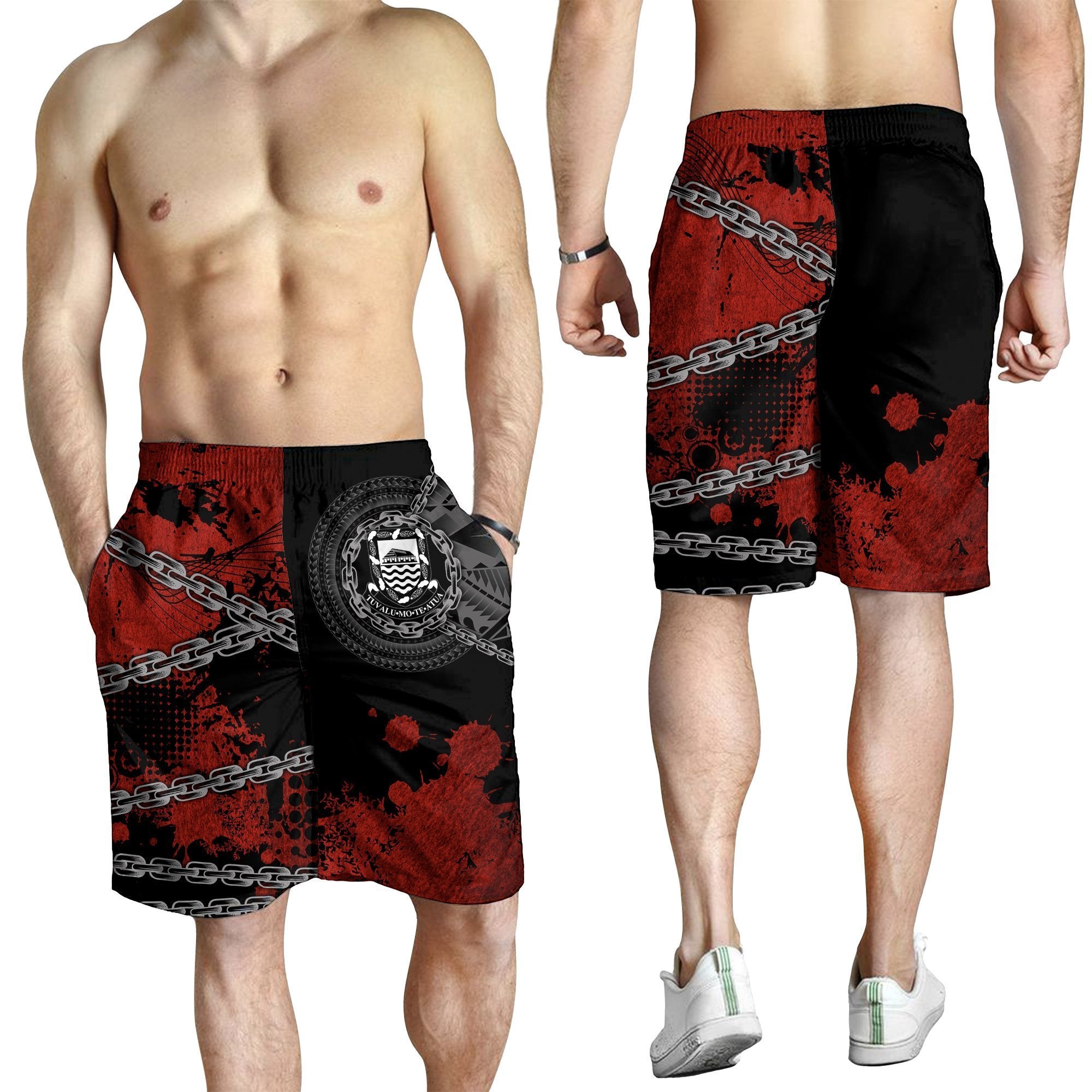 Tuvalu Polynesian Men's Shorts - Polynesian Chain Style - Vibe Hoodie Shop