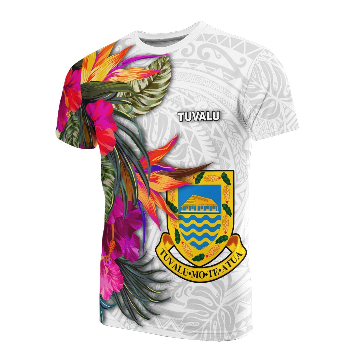 Vibe Hoodie Tuvalu T shirt Polynesian Hibiscus White Pattern - Vibe Hoodie Shop