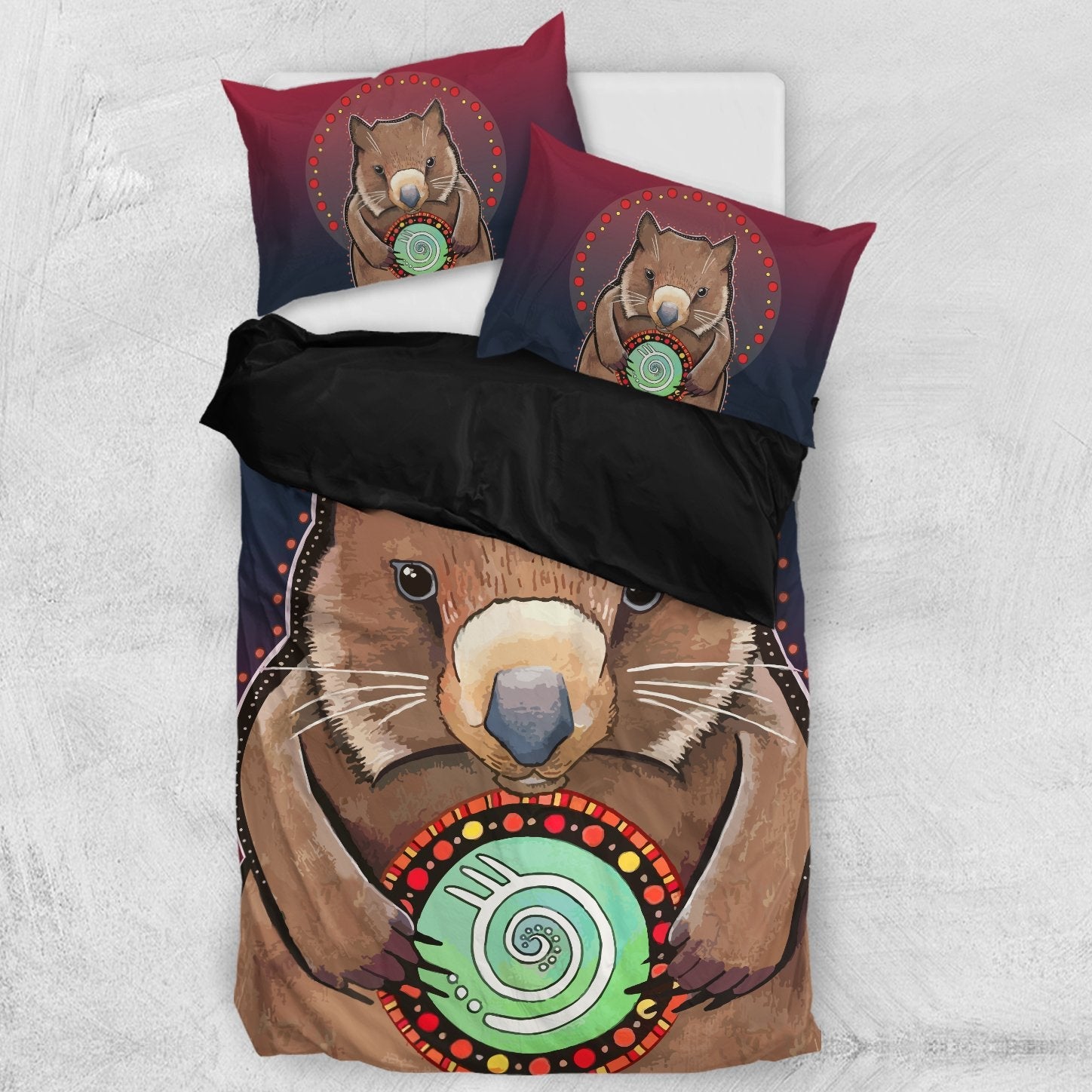 Aboriginal Bedding Sets, Wombat Circle Patterns Drawing Painting - Vibe Hoodie Shop