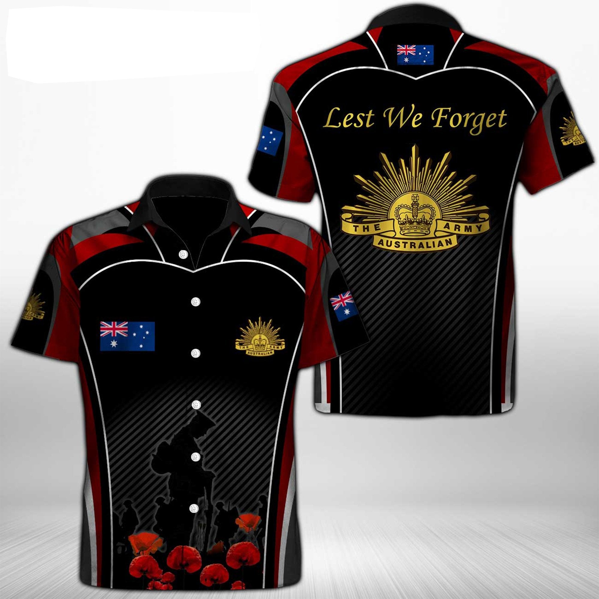 ANZAC Short Sleeve Shirt - National day of Remembrance - Vibe Hoodie Shop