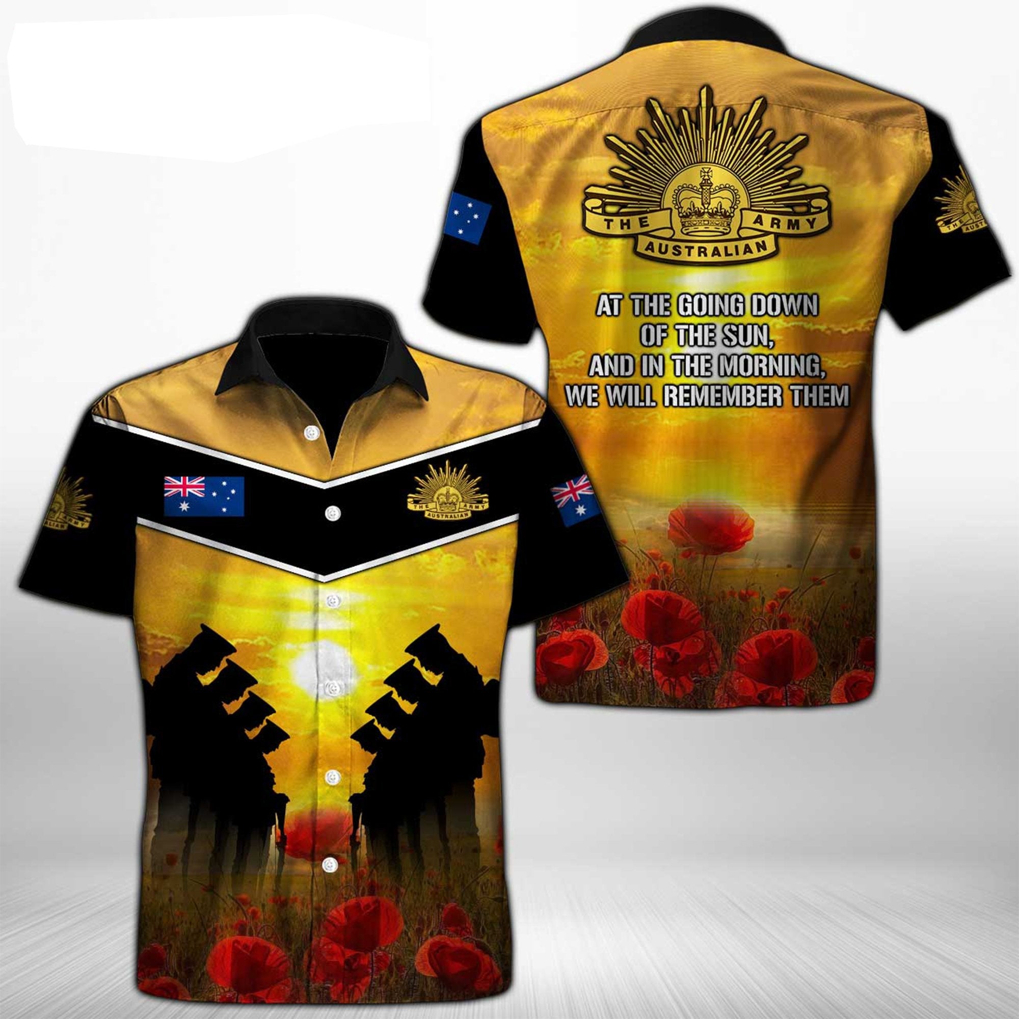 ANZAC Short Sleeve Shirt - A Day We Will Never Forget - Vibe Hoodie Shop