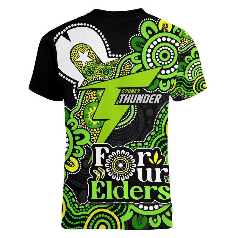 Sydney Thunder Cricket V-Neck T Shirt NAIDOC Torres Strait For Our Elders - Vibe Hoodie Shop