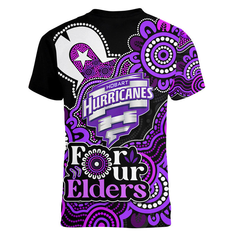 Hobart Hurricanes Cricket V-Neck T Shirt NAIDOC Torres Strait For Our Elders - Vibe Hoodie Shop