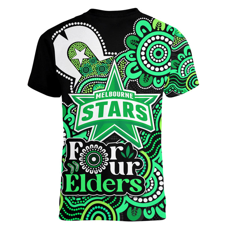 Melbourne Stars Cricket V-Neck T Shirt NAIDOC Torres Strait For Our Elders - Vibe Hoodie Shop