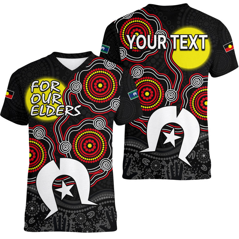 (Custom Personalised) NAIDOC V-Neck T Shirt Aboriginal and Torres Strait Islander - Vibe Hoodie Shop