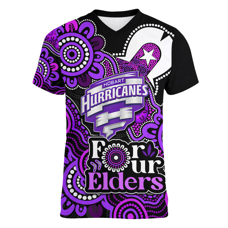 (Custom Personalised) Hobart Hurricanes Cricket V-Neck T Shirt NAIDOC Torres Strait For Our Elders - Vibe Hoodie Shop