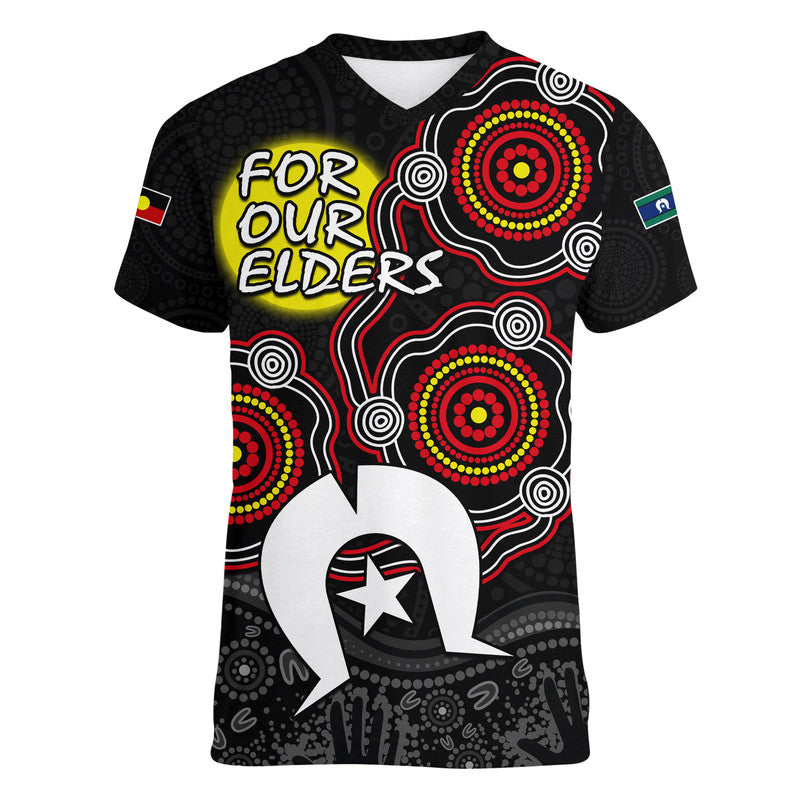 NAIDOC V-Neck T Shirt Aboriginal and Torres Strait Islander - Vibe Hoodie Shop