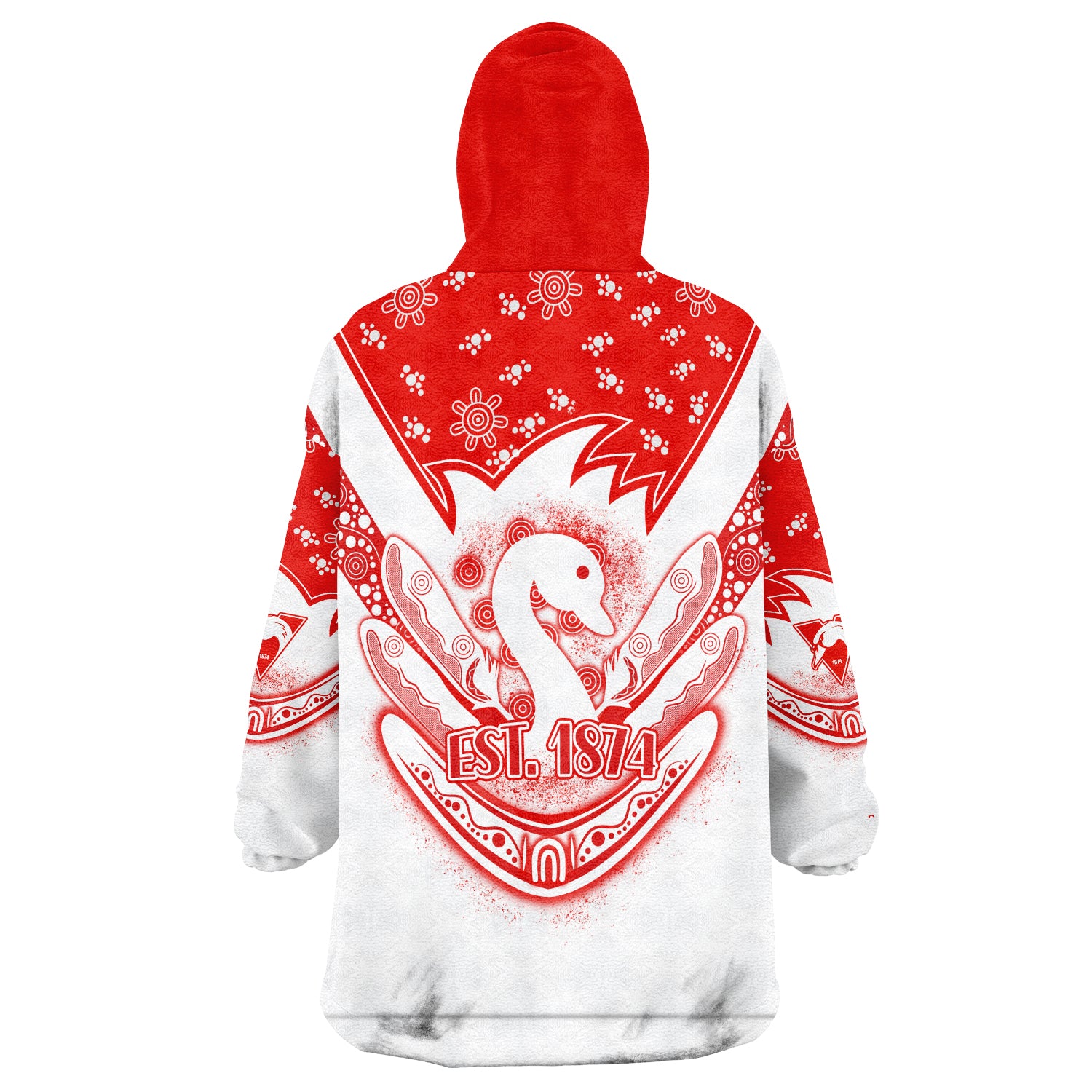 Swans Football Wearable Blanket Hoodie Est 1874 Aboriginal Boomerang Sydney Bloods - Vibe Hoodie Shop