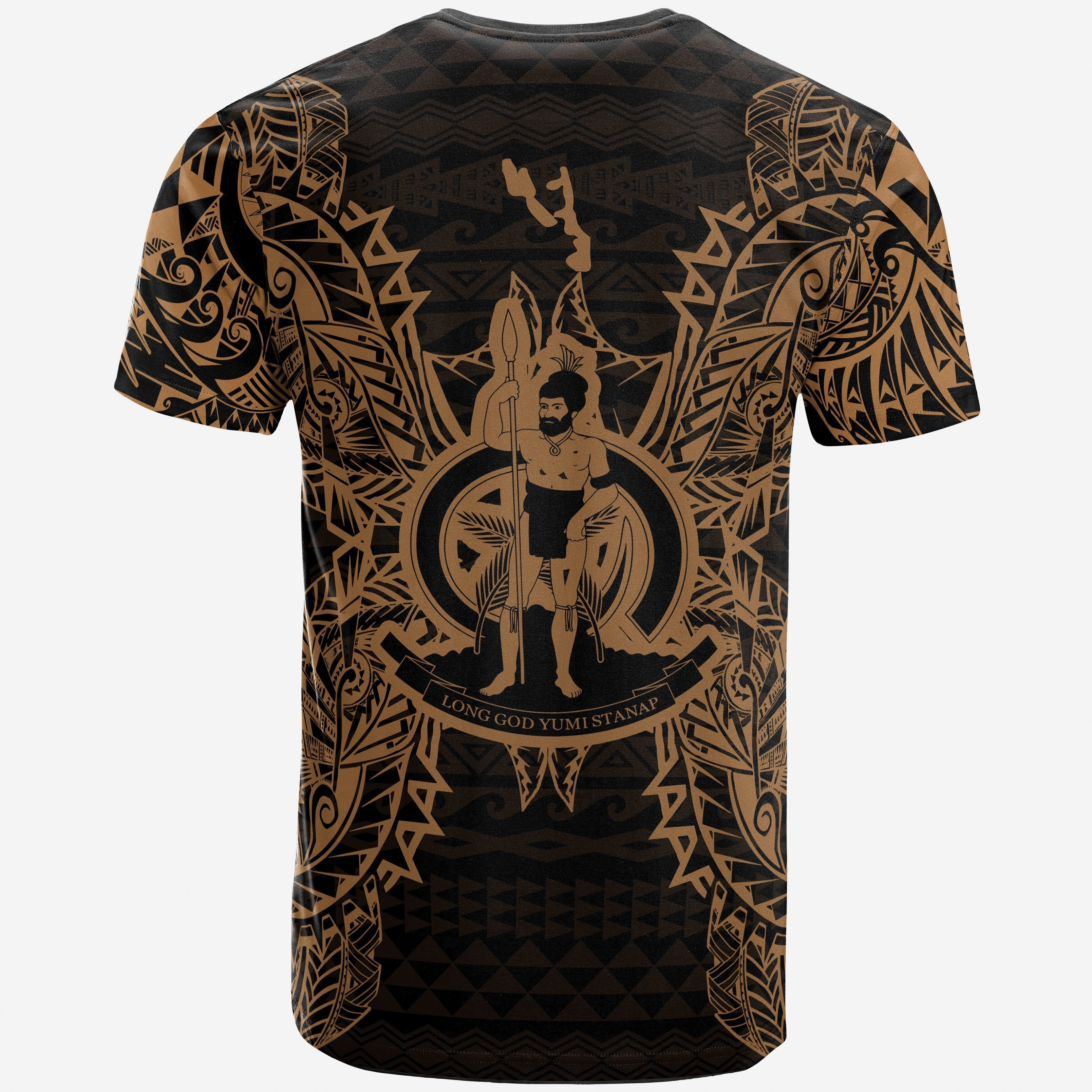 Vibe Hoodie Vanuatu All T shirt - Vanuatu Coat Of Arms Map Polynesian Tattoo Gold - Vibe Hoodie Shop