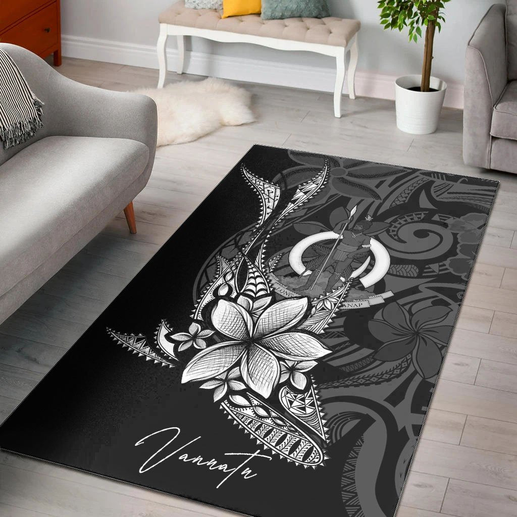 Vanuatu Area Rug - Fish With Plumeria Flowers Style - Vibe Hoodie Shop