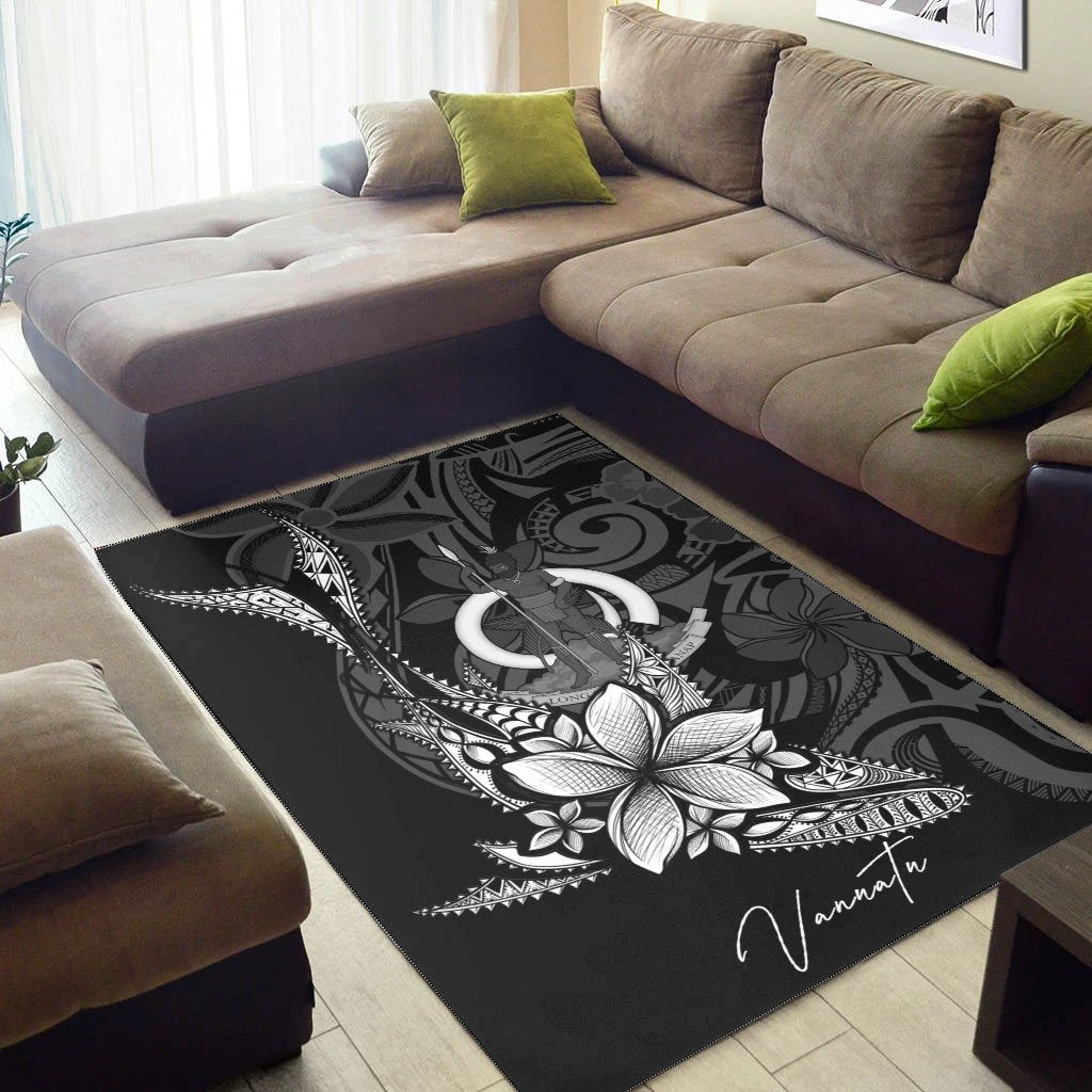 Vanuatu Area Rug - Fish With Plumeria Flowers Style - Vibe Hoodie Shop