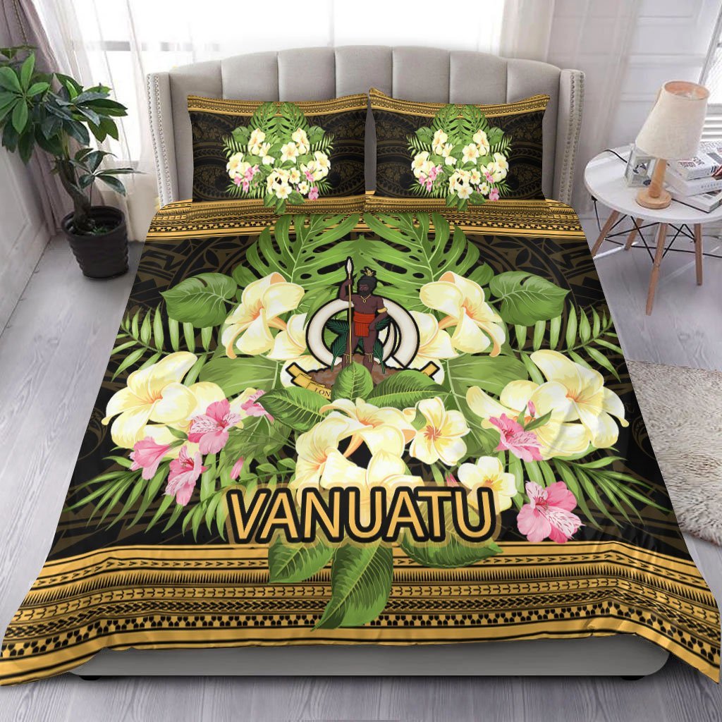 Vanuatu Bedding Set - Polynesian Gold Patterns Collection - Vibe Hoodie Shop