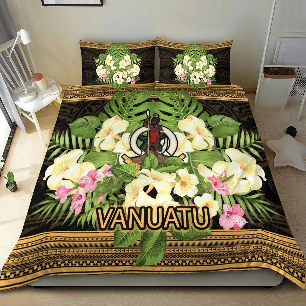Vanuatu Bedding Set - Polynesian Gold Patterns Collection - Vibe Hoodie Shop