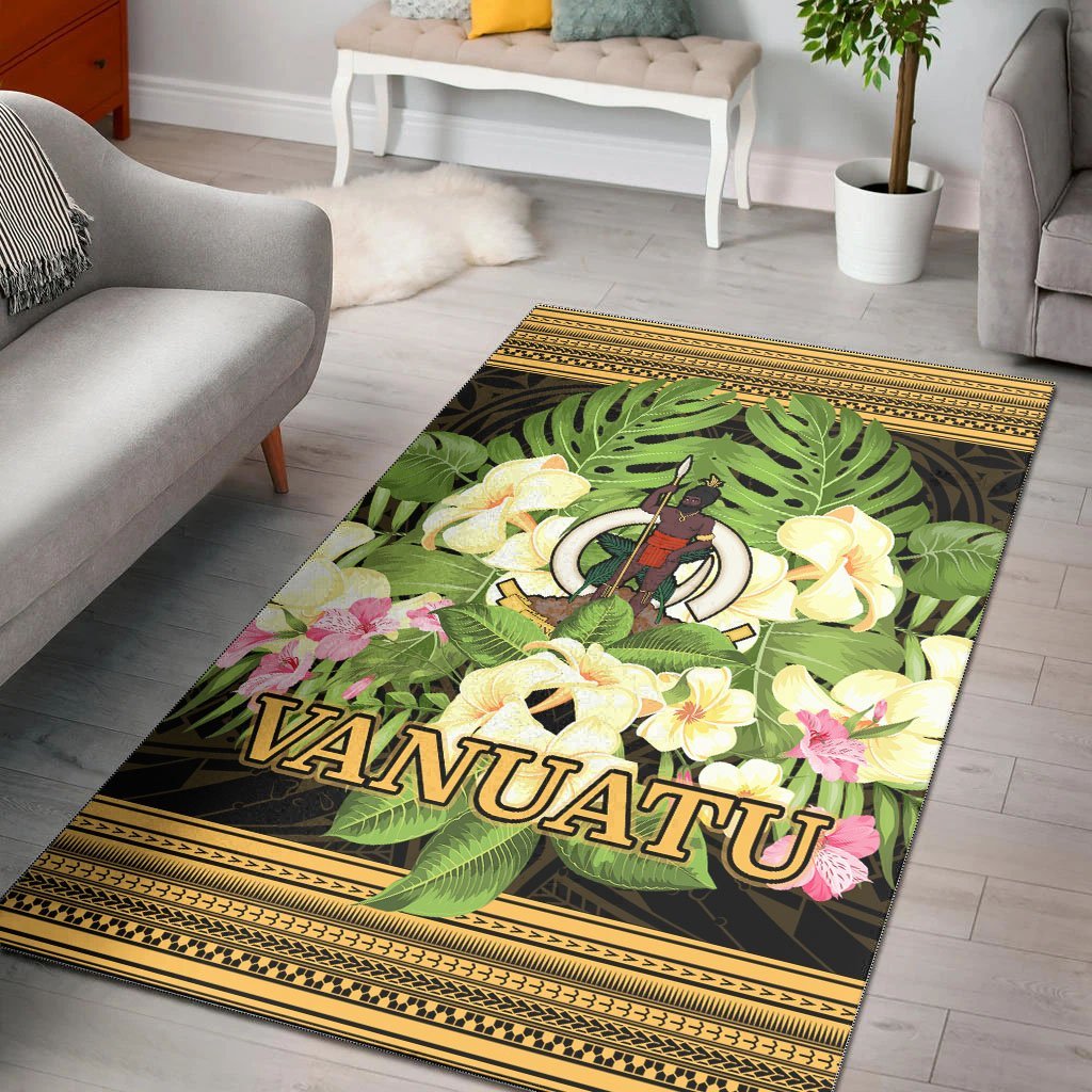 Vanuatu Area Rug - Polynesian Gold Patterns Collection - Vibe Hoodie Shop