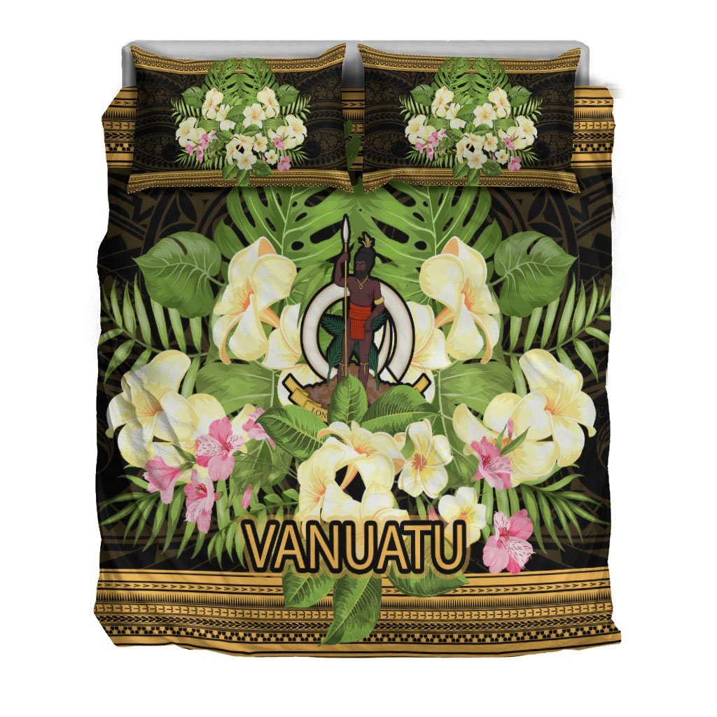 Vanuatu Bedding Set - Polynesian Gold Patterns Collection - Vibe Hoodie Shop