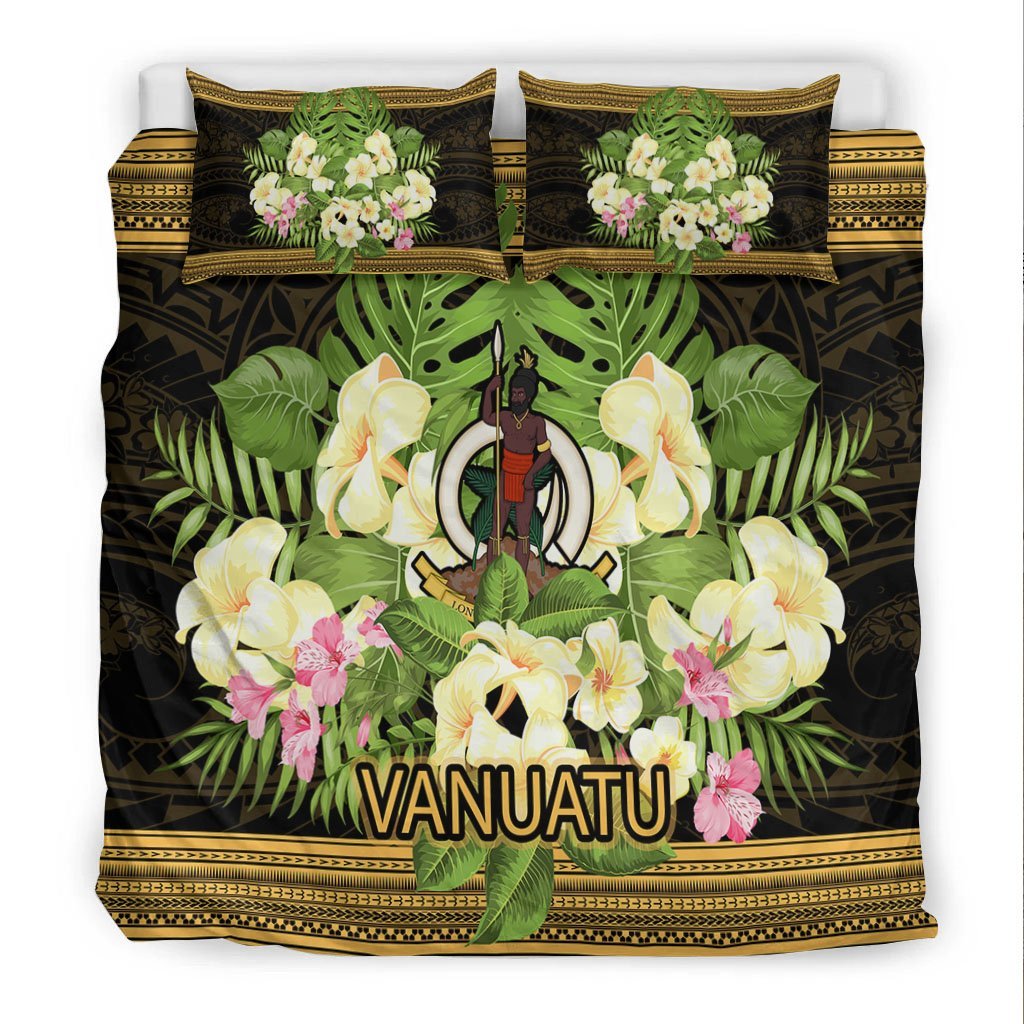 Vanuatu Bedding Set - Polynesian Gold Patterns Collection - Vibe Hoodie Shop
