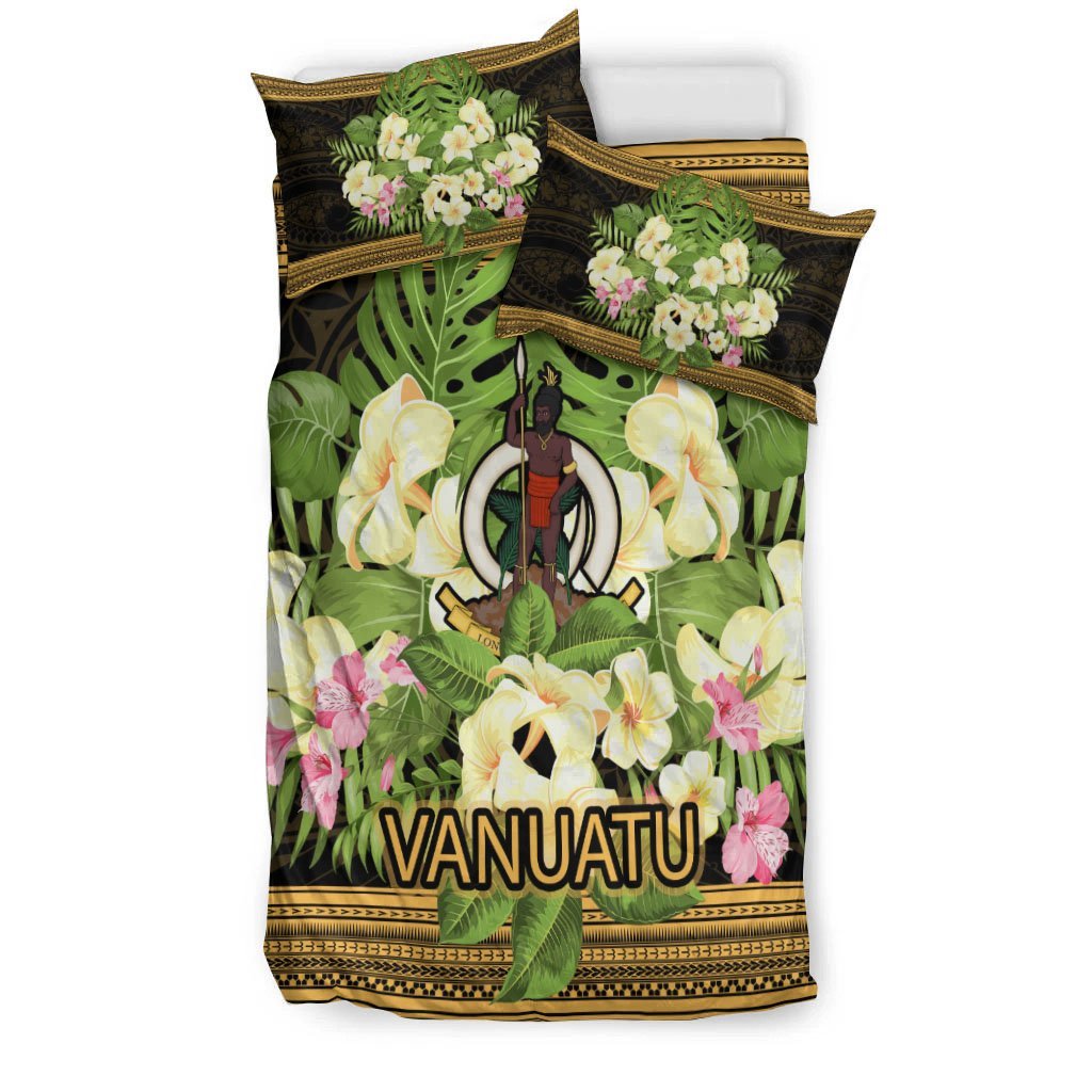 Vanuatu Bedding Set - Polynesian Gold Patterns Collection - Vibe Hoodie Shop