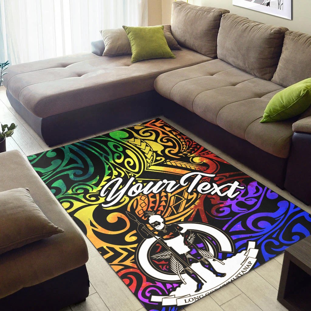 Vanuatu Custom Personalised Area Rug - Rainbow Polynesian Pattern - Vibe Hoodie Shop