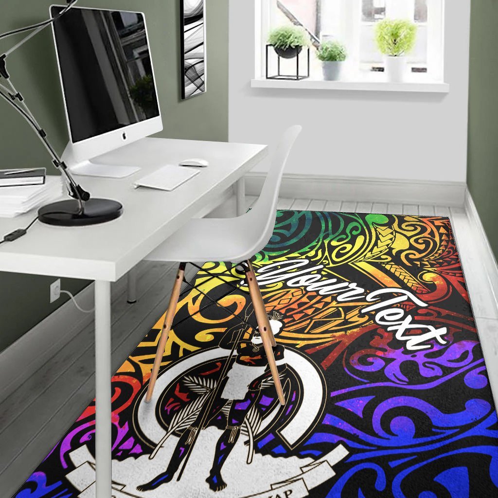 Vanuatu Custom Personalised Area Rug - Rainbow Polynesian Pattern - Vibe Hoodie Shop