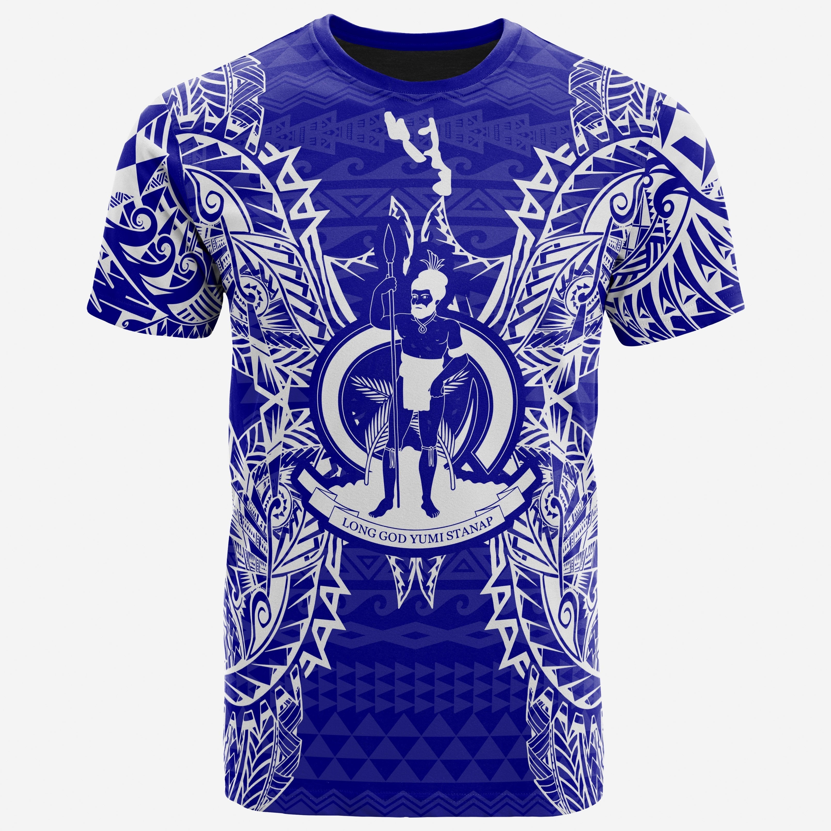 Vibe Hoodie Vanuatu All T shirt - Vanuatu Flag Map Polynesian Tattoo Blue - Vibe Hoodie Shop