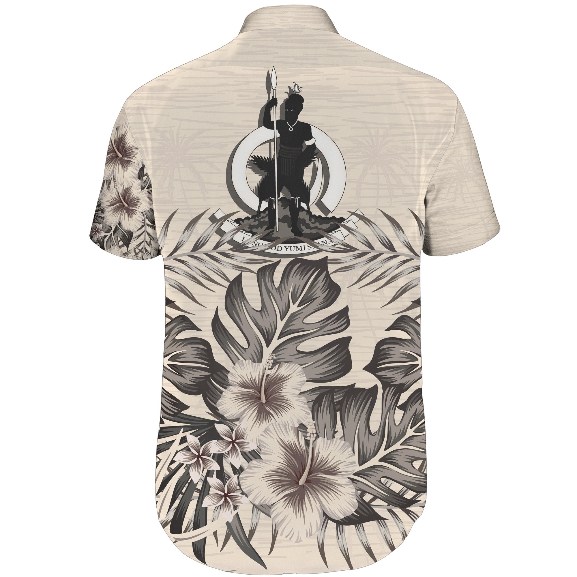 Vanuatu Short Sleeve Shirt - The Beige Hibiscus - Vibe Hoodie Shop