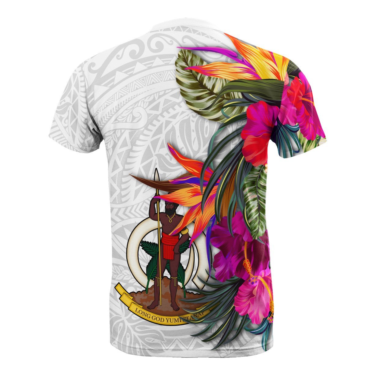 Vibe Hoodie Vanuatu T shirt Polynesian Hibiscus White Pattern - Vibe Hoodie Shop