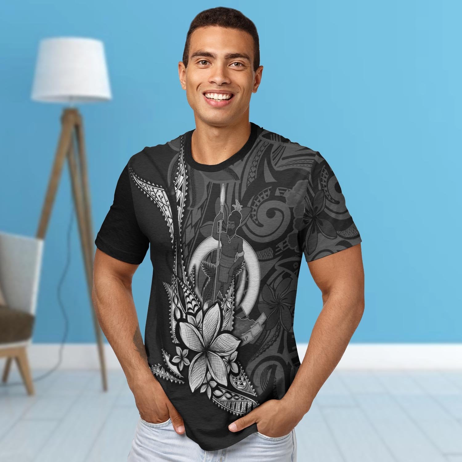 Vanuatu Custom Personalised T shirt - Fish With Plumeria Flowers Style - Vibe Hoodie Shop